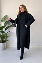 2-Piece Winter Co-ord Set – Long Shrug & Knitted Turtleneck Dress