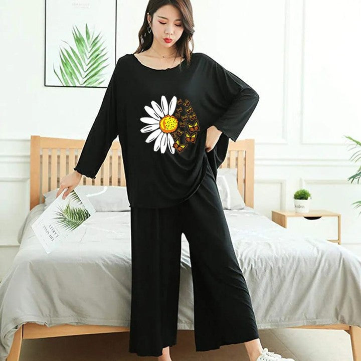 Qalbeena sunflower sleep wear