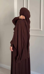 Chocolate Brown Abaya with Ruched Sleeves