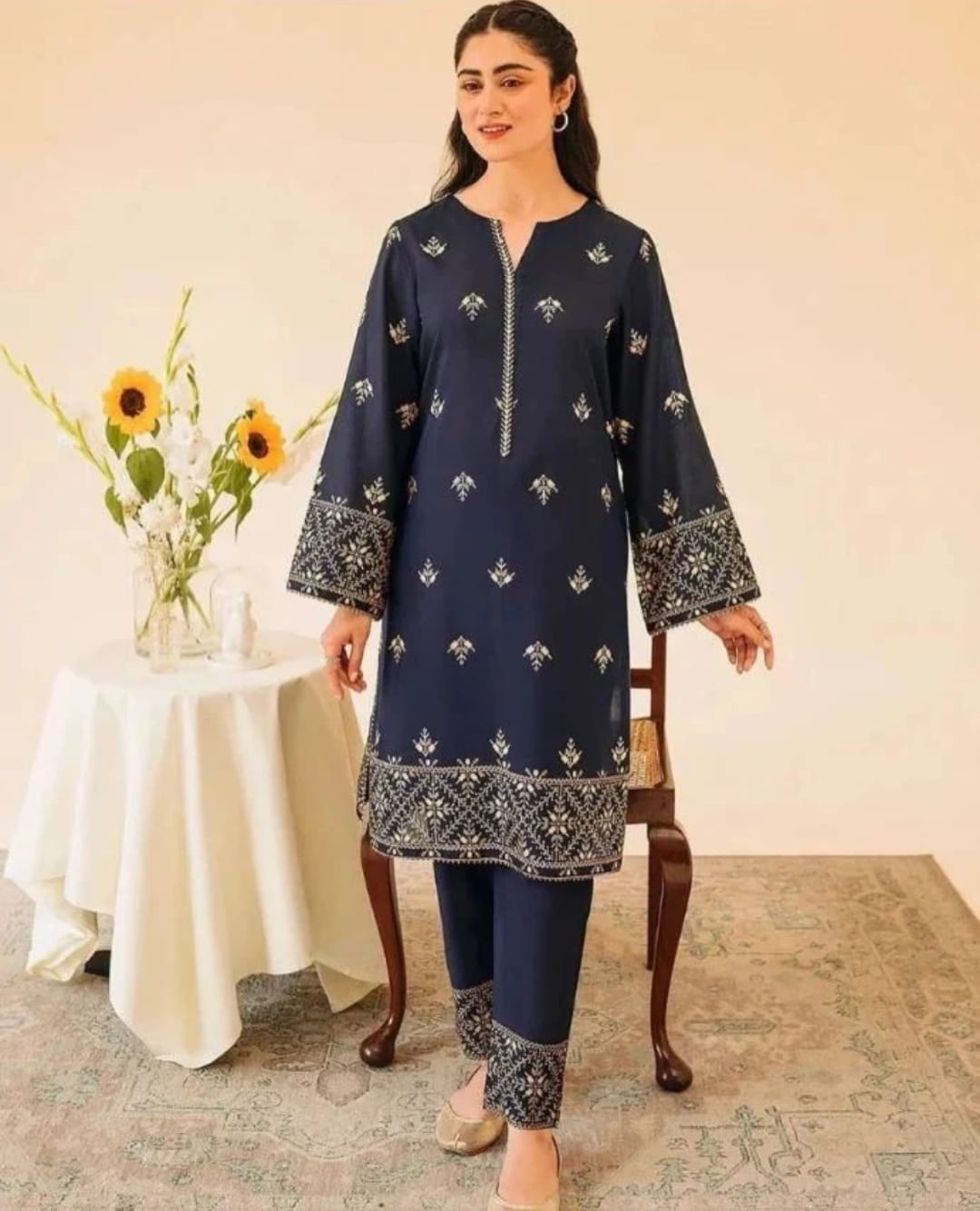 QALBEENA SILK EMBROIDERY 2PC