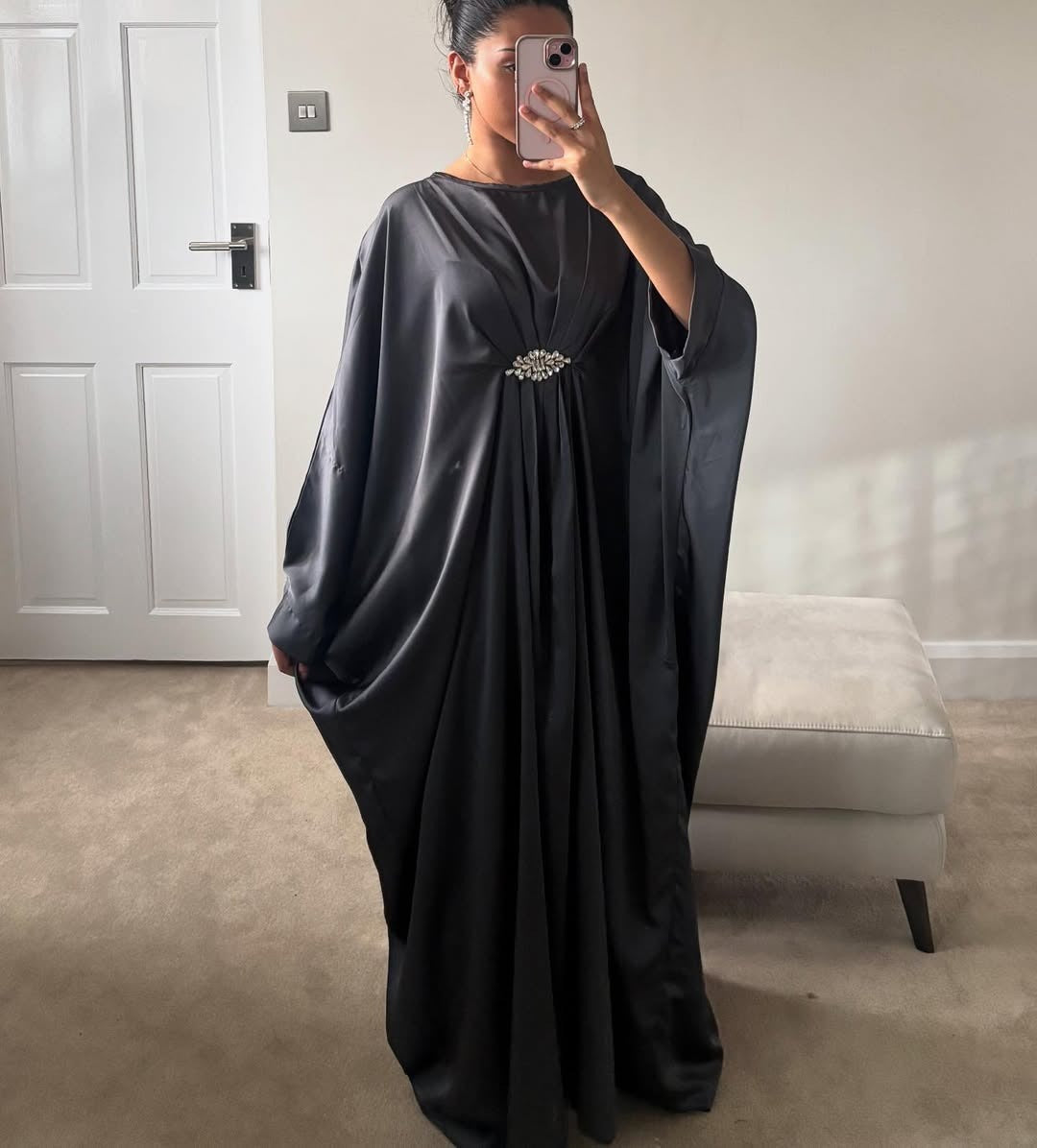 Emerald Silk Kaftan Gown