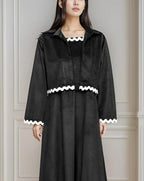 Elegant Berry Velvet Midi Dress with Contrast Trim Jacket Set