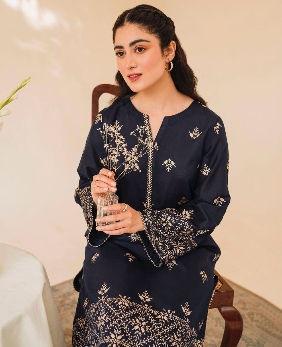 QALBEENA SILK EMBROIDERY 2PC