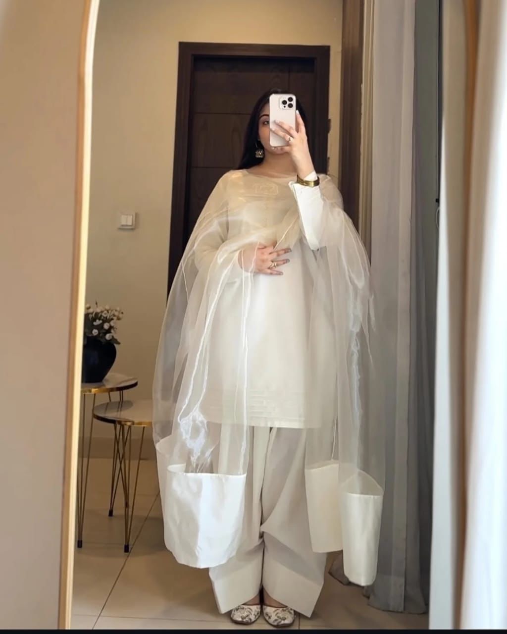 Qalbeena White Farshi RawSilk