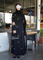 Black Bow Embroidered Abaya with stoller