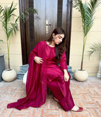 Qalbeena Maroon Farshi RawSilk