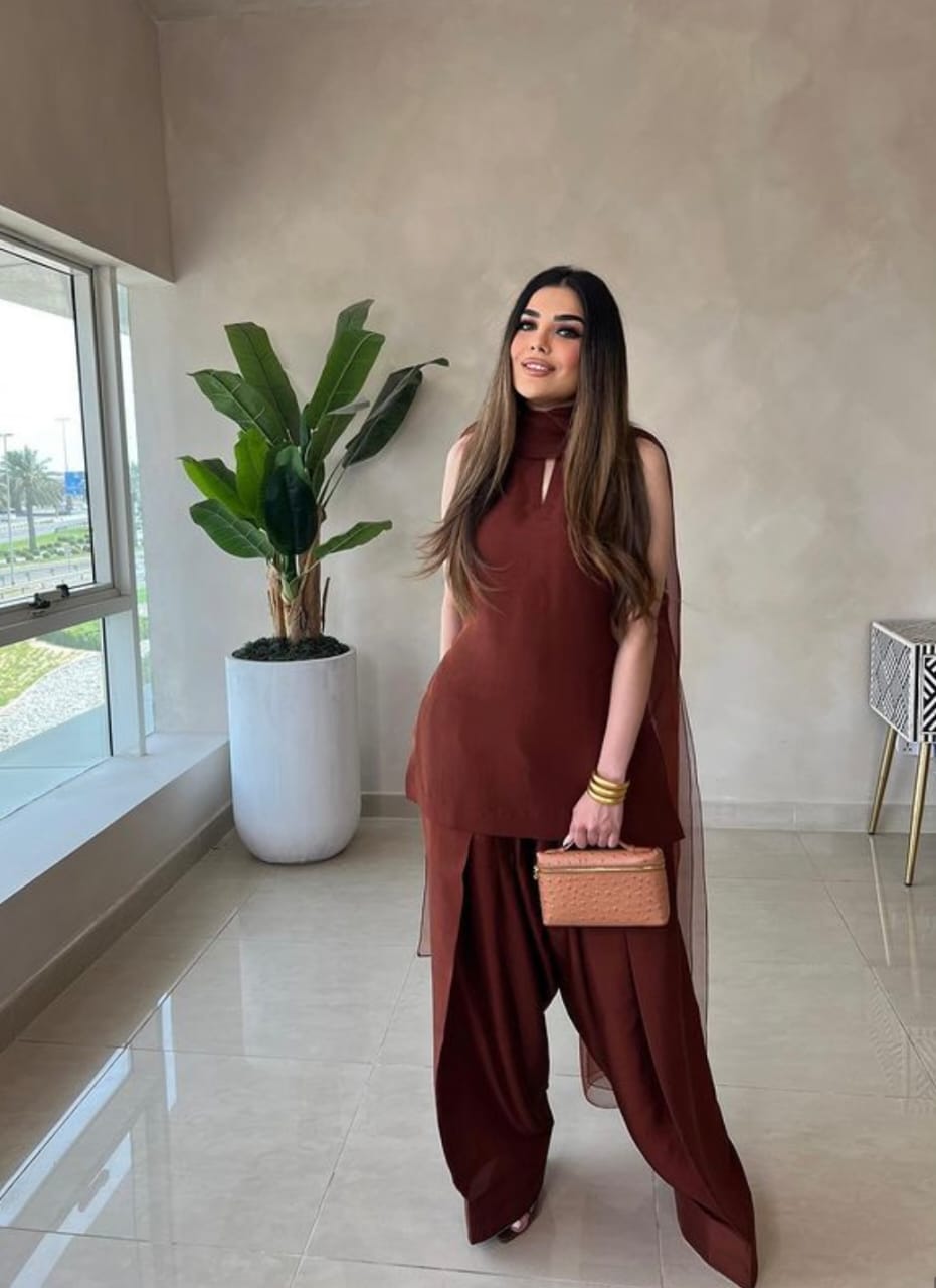 Qalbeena Brown Farshi RawSilk