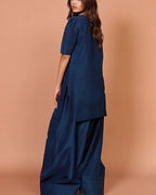 Qalbeena Navy Farshi RawSilk