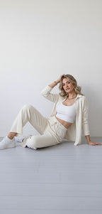 The Comfort Chic Ribbed Co-ord Set - Button-Down Shirt & Relaxed Pants