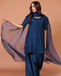 Qalbeena Navy Farshi RawSilk