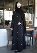Black Bow Embroidered Abaya with stoller