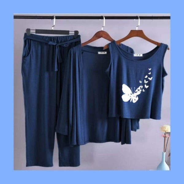Qalbeena Comfy Nights Three Piece Blue