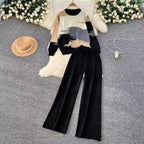 Women's Cozy Two-Piece Abstract Knit Loungewear Set