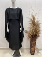 QALBEENA BLACK CAPE GOWN