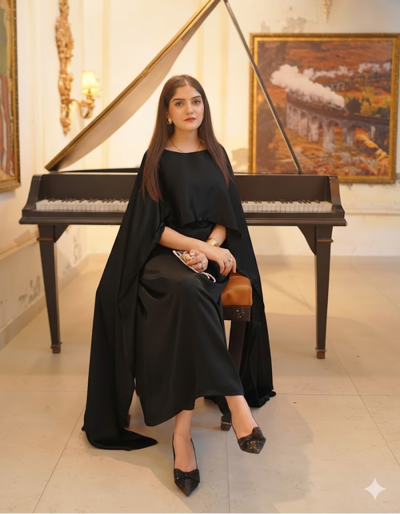 QALBEENA BLACK CAPE GOWN