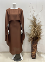 QALBEENA BROWN CAPE GOWN