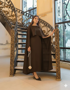 QALBEENA BROWN CAPE GOWN