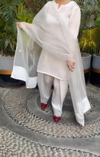 Qalbeena White Farshi Shalwar Kameez