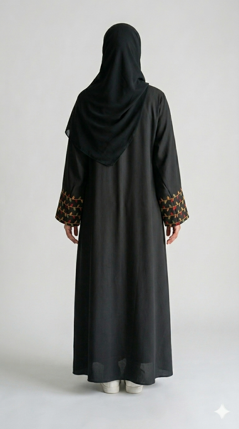 Geometric embroidery abaya