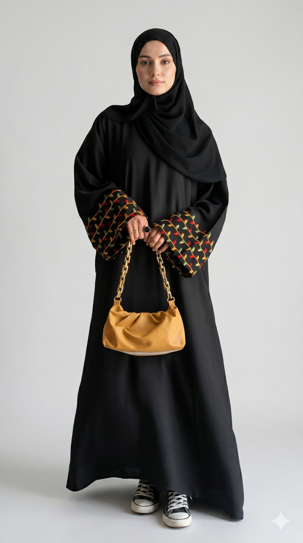 Geometric embroidery abaya