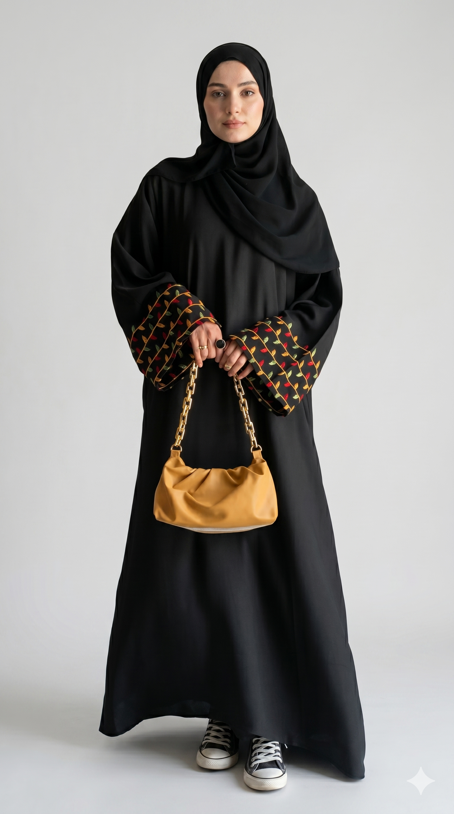 Geometric embroidery abaya