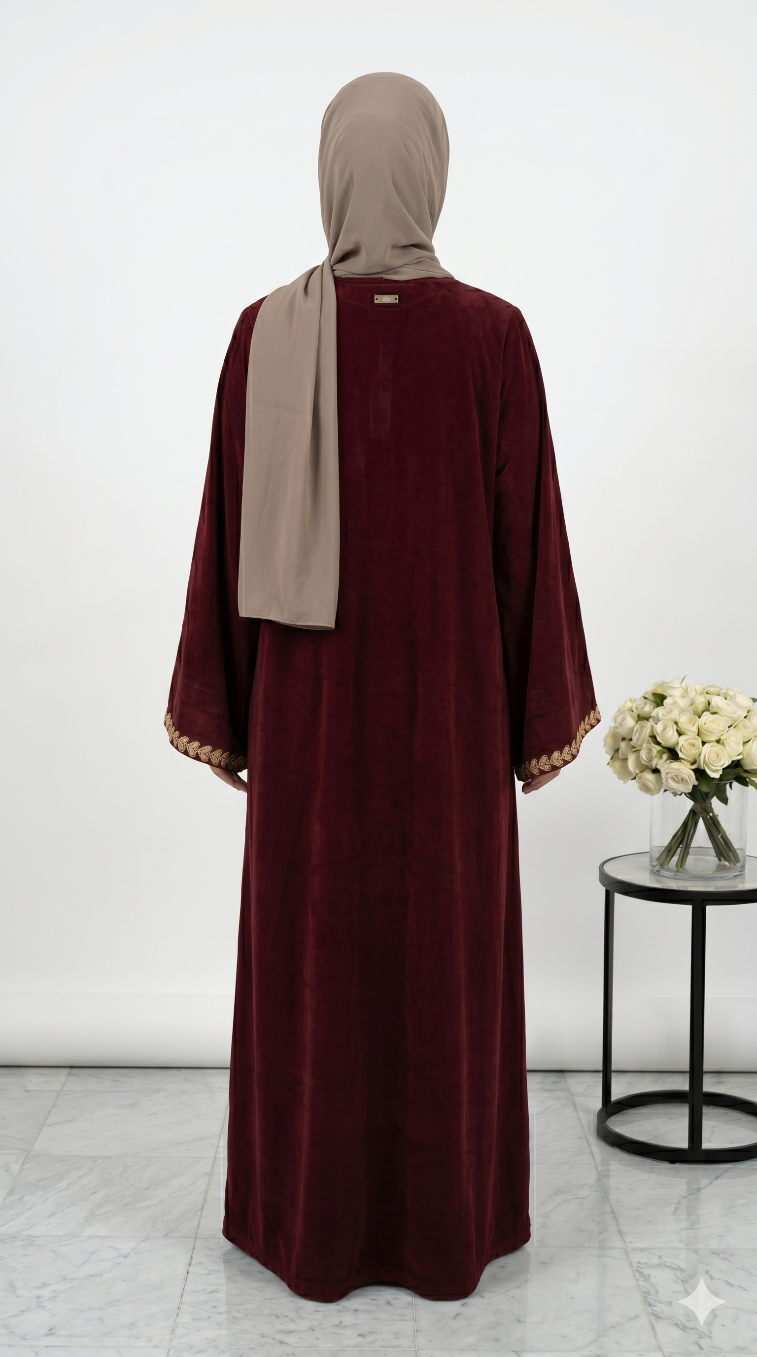 Gul-e-Dil Maroon Embroidered Abaya