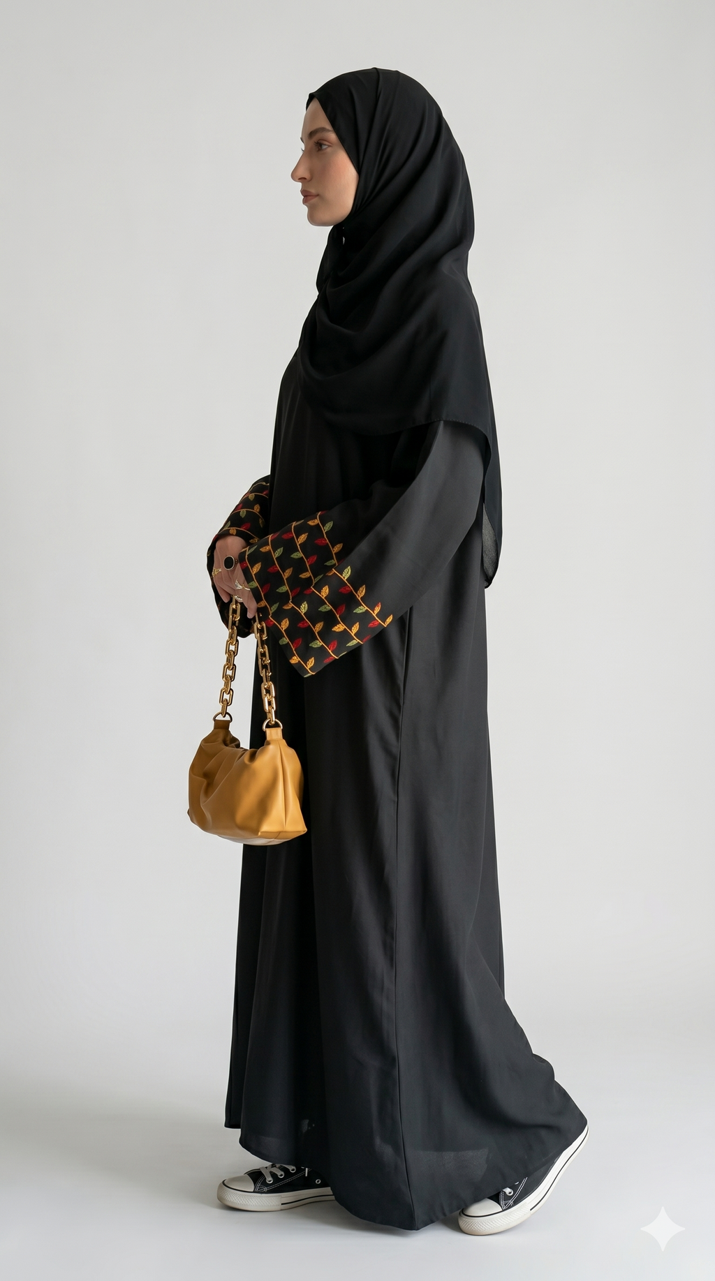 Geometric embroidery abaya