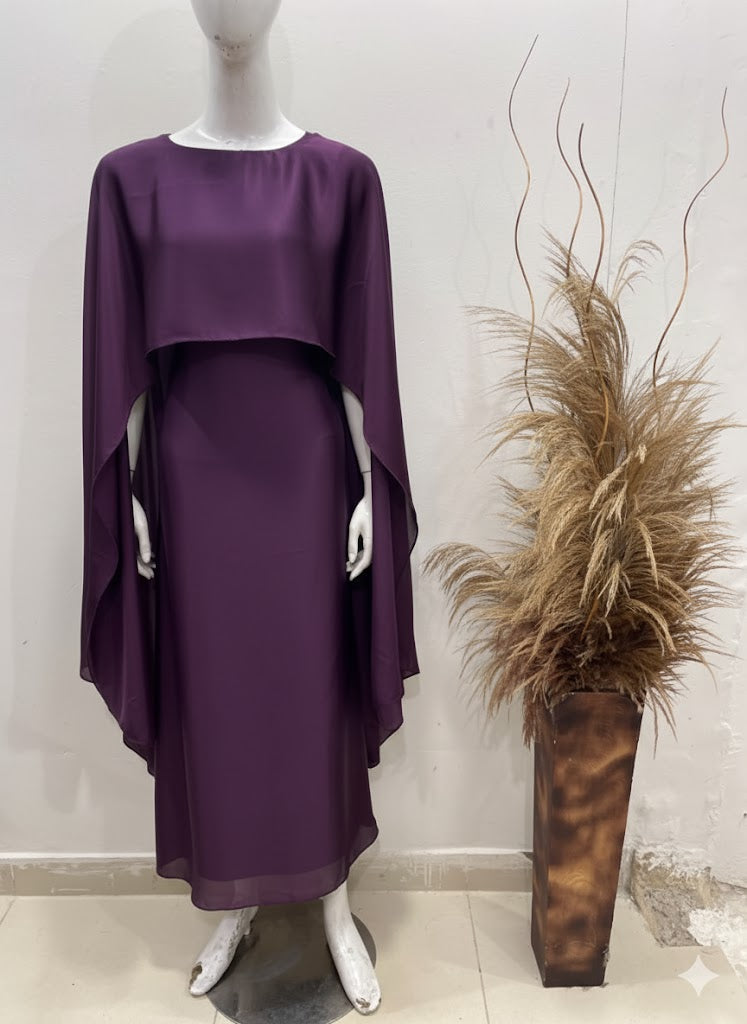 QALBEENA PURPLE CAPE GOWN