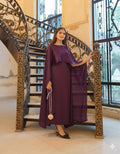 QALBEENA PURPLE CAPE GOWN