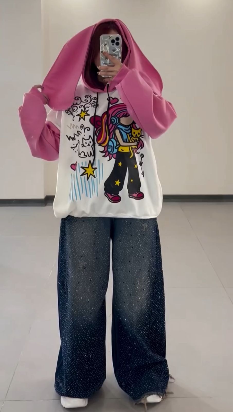 Pink Bunny Dreams Fleece Hoodie