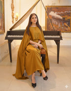 QALBEENA GOLDEN CAPE GOWN