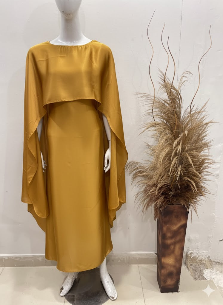 QALBEENA GOLDEN CAPE GOWN