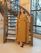 QALBEENA GOLDEN CAPE GOWN