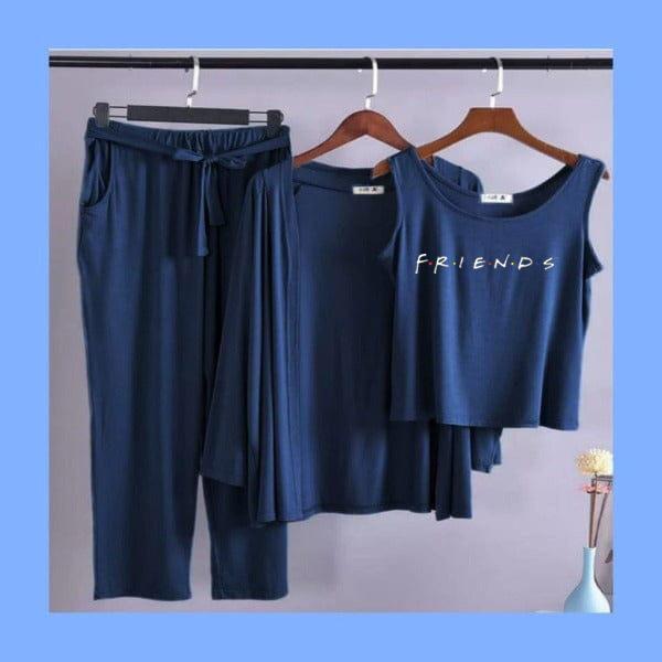 Qalbeena Comfy Nights Three Piece Blue