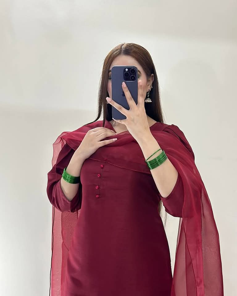 Qalbeena Maroon Farshi RawSilk
