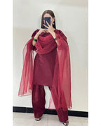 Qalbeena Maroon Farshi RawSilk