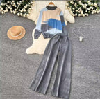 Women's Cozy Two-Piece Abstract Knit Loungewear Set