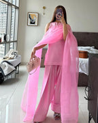 Qalbeena Pink Farshi RawSilk