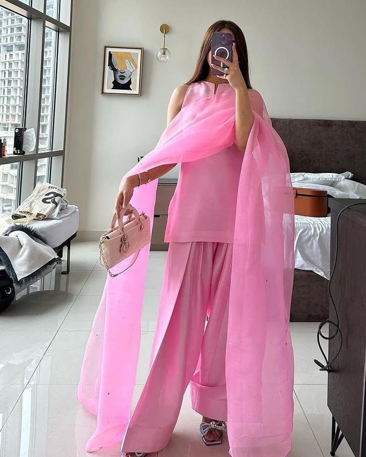 Qalbeena Pink Farshi RawSilk