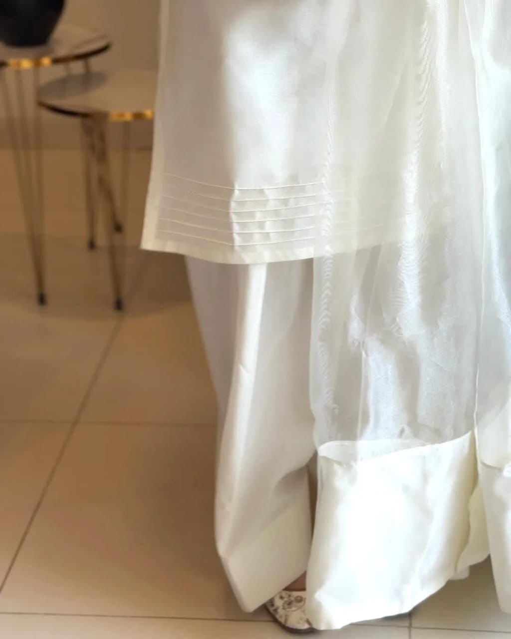 Qalbeena White Farshi RawSilk