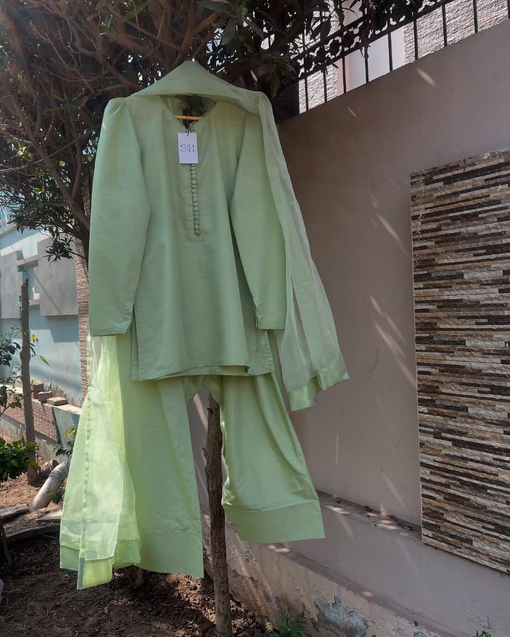 Qalbeena Pista Farshi RawSilk