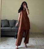 Qalbeena Brown Farshi RawSilk