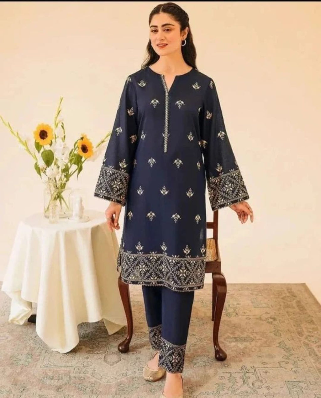 QALBEENA SILK EMBROIDERY 2PC