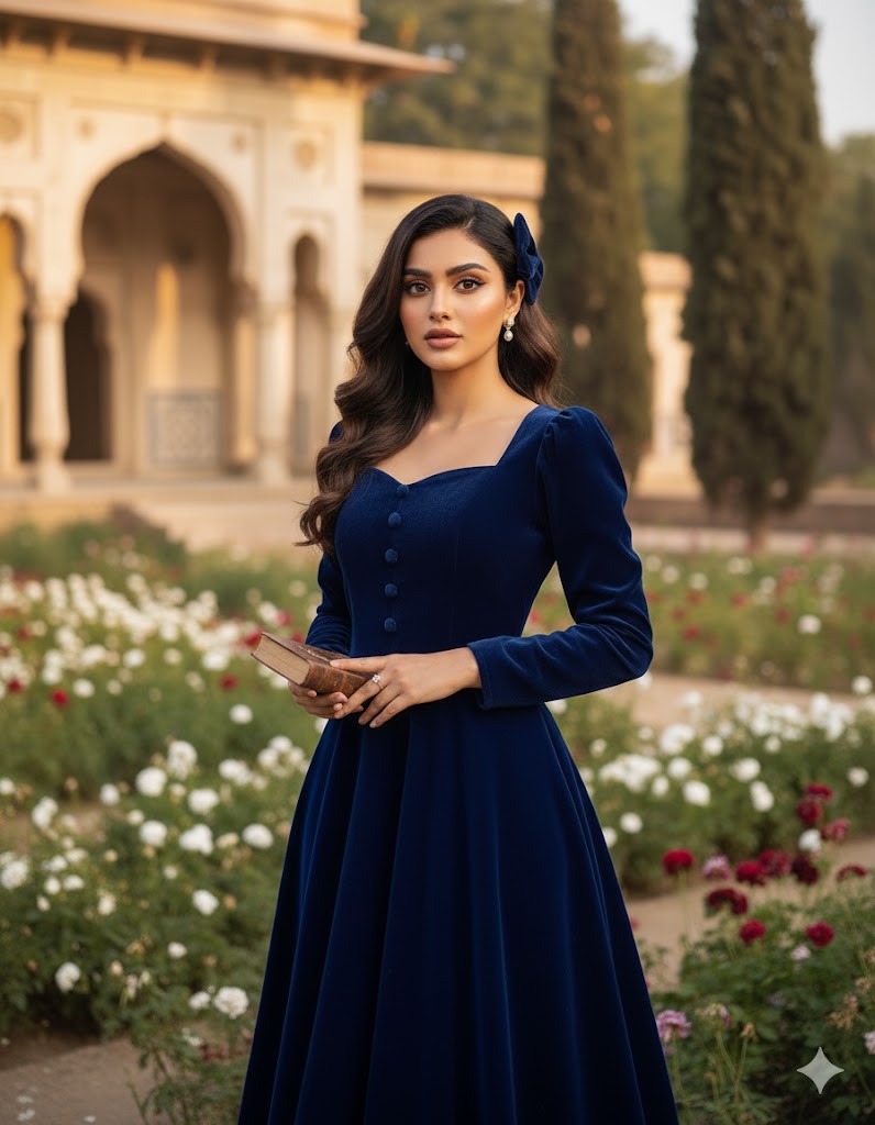 Vintage-Inspired Velvet Sweetheart Maxi Dress