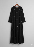 Black Bow Embroidered Abaya with stoller