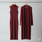 2-Piece Winter Co-ord Set – Long Shrug & Knitted Turtleneck Dress