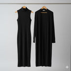 2-Piece Winter Co-ord Set – Long Shrug & Knitted Turtleneck Dress